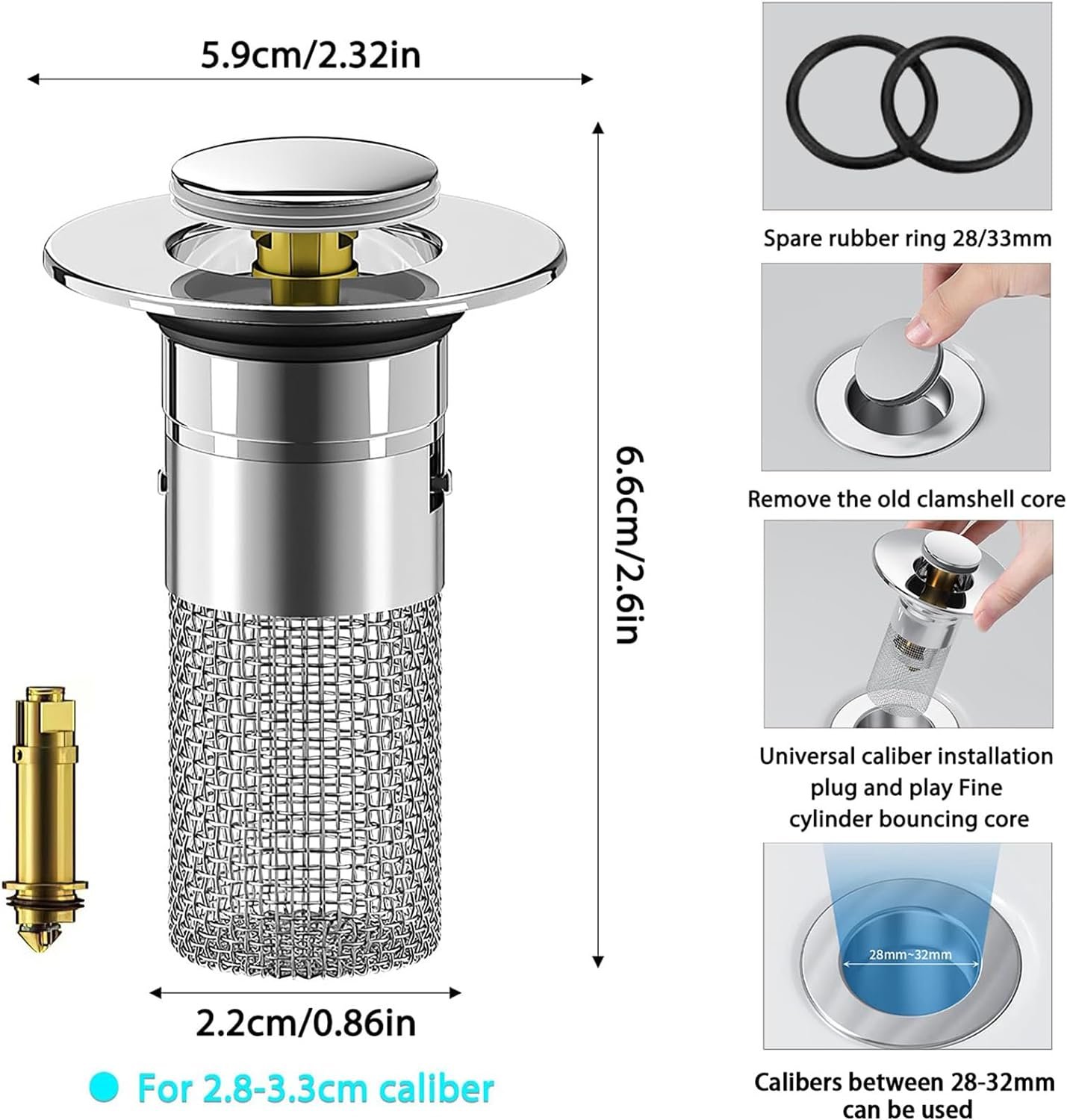 Pop Up Bathroom Sink Drain Strainer